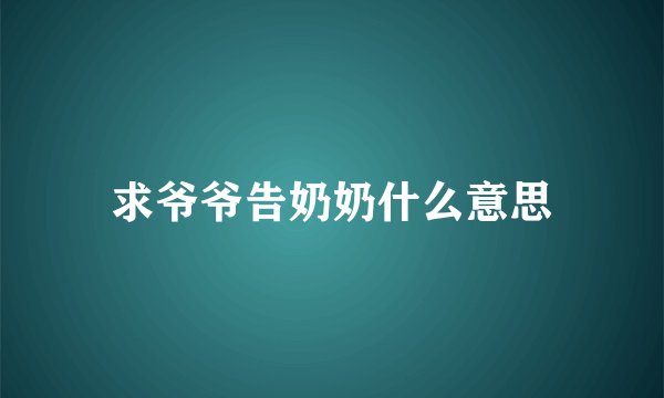 求爷爷告奶奶什么意思