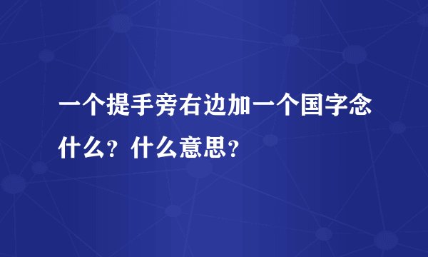 一个提手旁右边加一个国字念什么？什么意思？