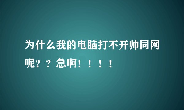 为什么我的电脑打不开帅同网呢？？急啊！！！！