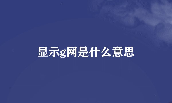 显示g网是什么意思