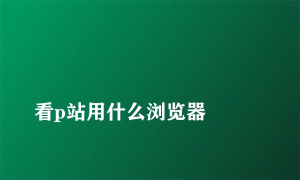
看p站用什么浏览器

