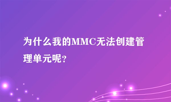 为什么我的MMC无法创建管理单元呢？
