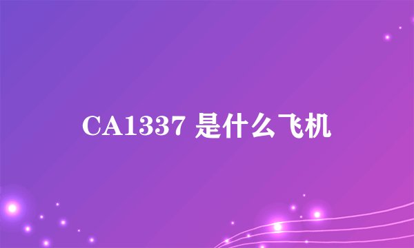 CA1337 是什么飞机