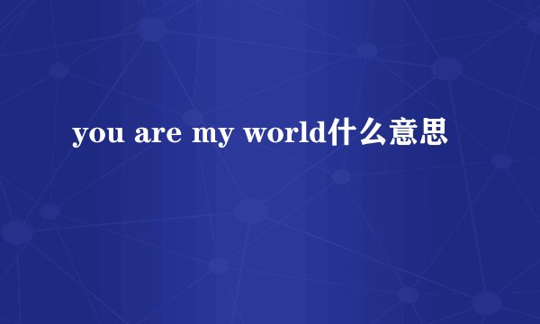 you are my world什么意思