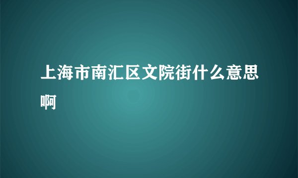 上海市南汇区文院街什么意思啊