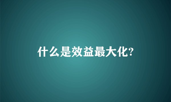 什么是效益最大化?