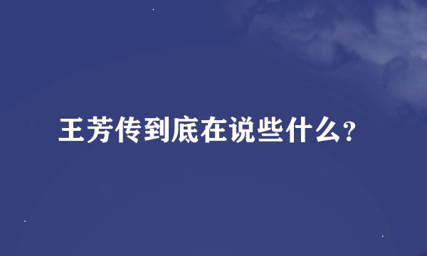 王芳传到底在说些什么？