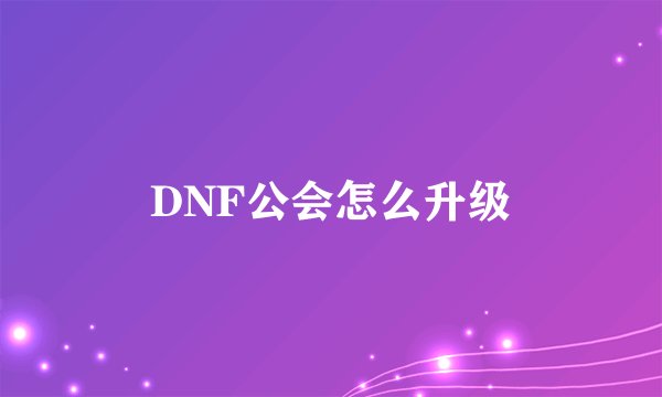 DNF公会怎么升级