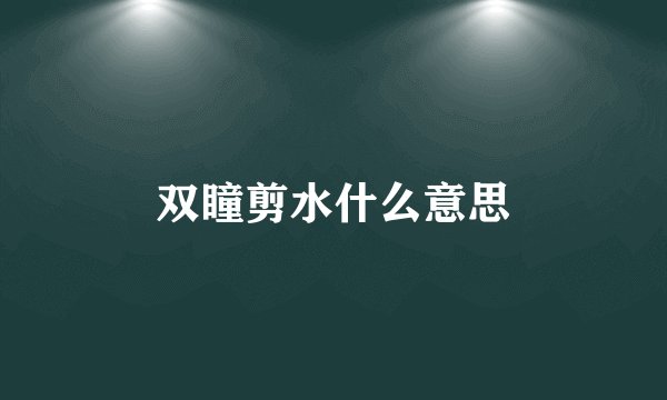 双瞳剪水什么意思