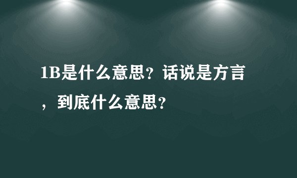 1B是什么意思？话说是方言，到底什么意思？