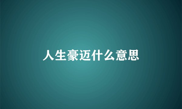 人生豪迈什么意思