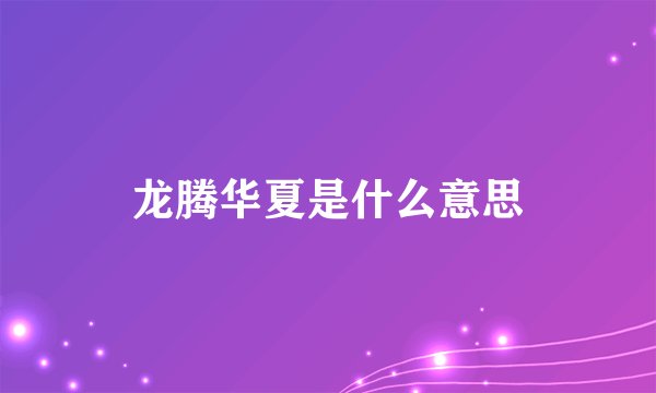 龙腾华夏是什么意思