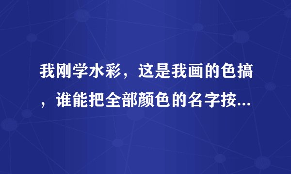 我刚学水彩，这是我画的色搞，谁能把全部颜色的名字按顺序说出来，有些我还不知道，